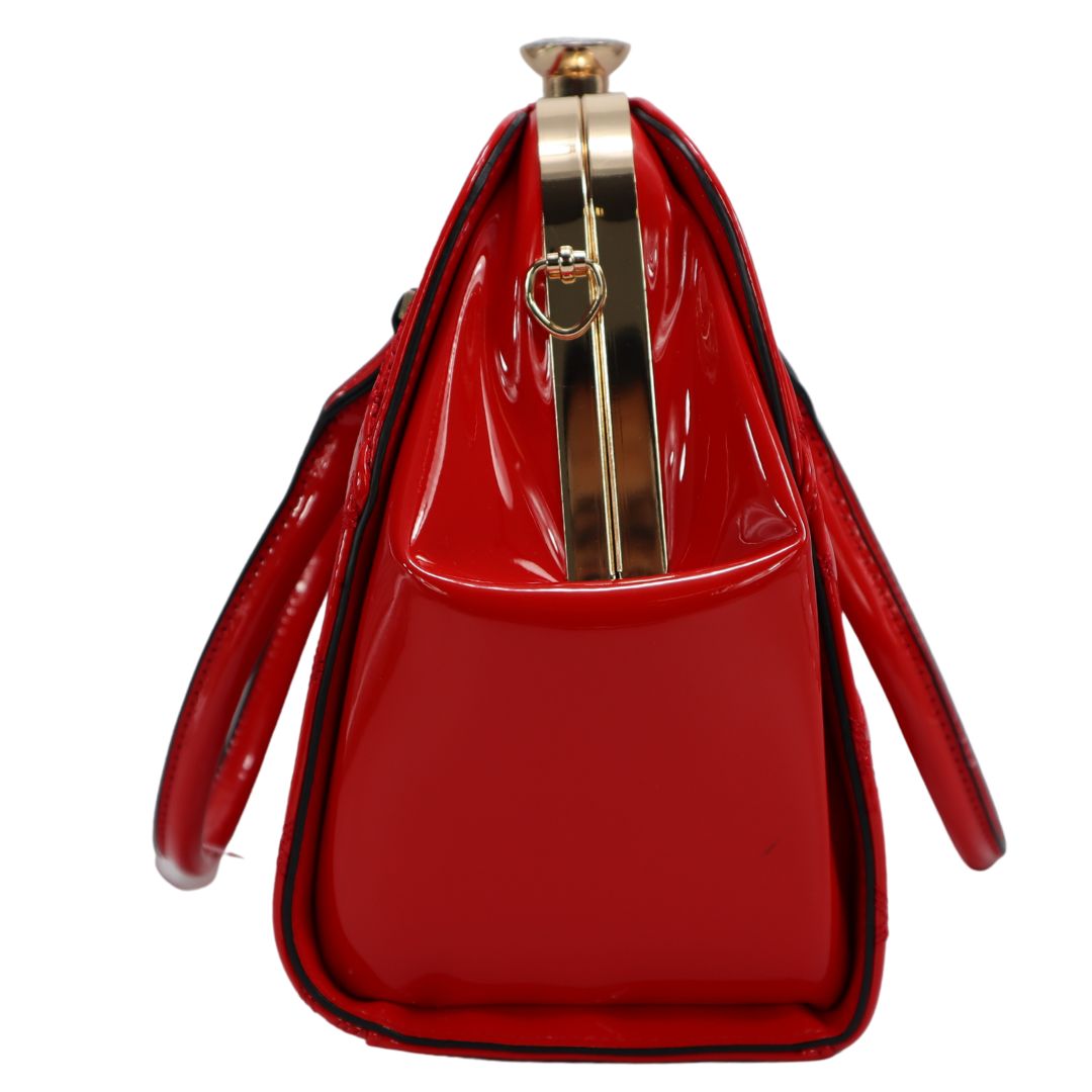 PMEL0762 Shiny Patent Leather Handbags Shoulder Bags Fashion Satchel Purses Top Handle Bags for Women Red